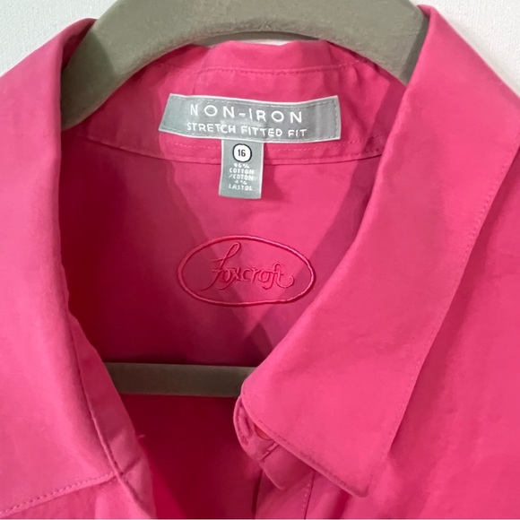 Foxcroft button up blouse 16 Pink Long sleeve shirt Non iron Fitted Womens top - Picture 5 of 5
